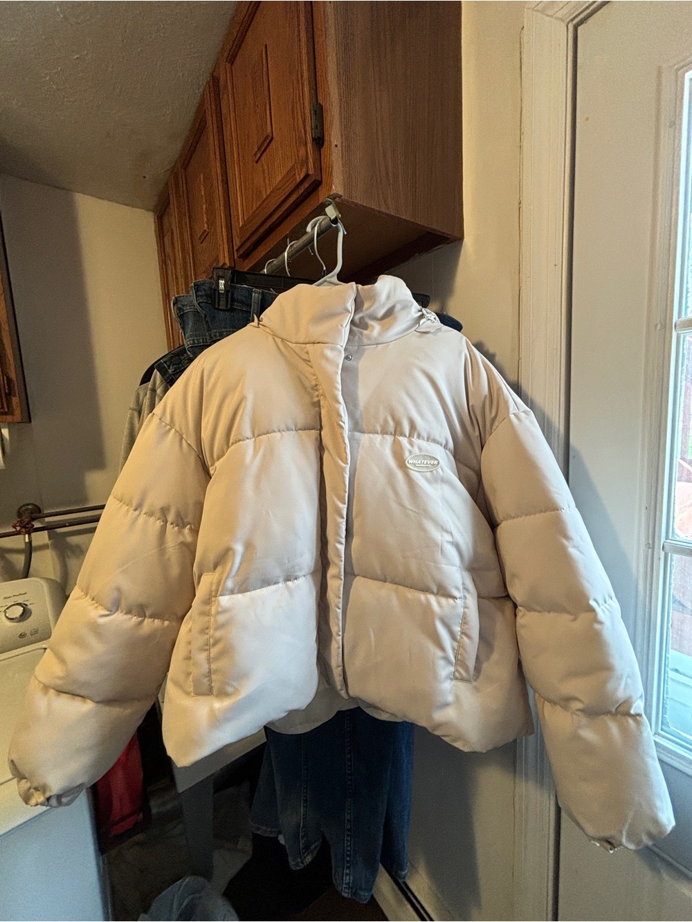 Cream Puffer Jacket - Warm Winter Coat